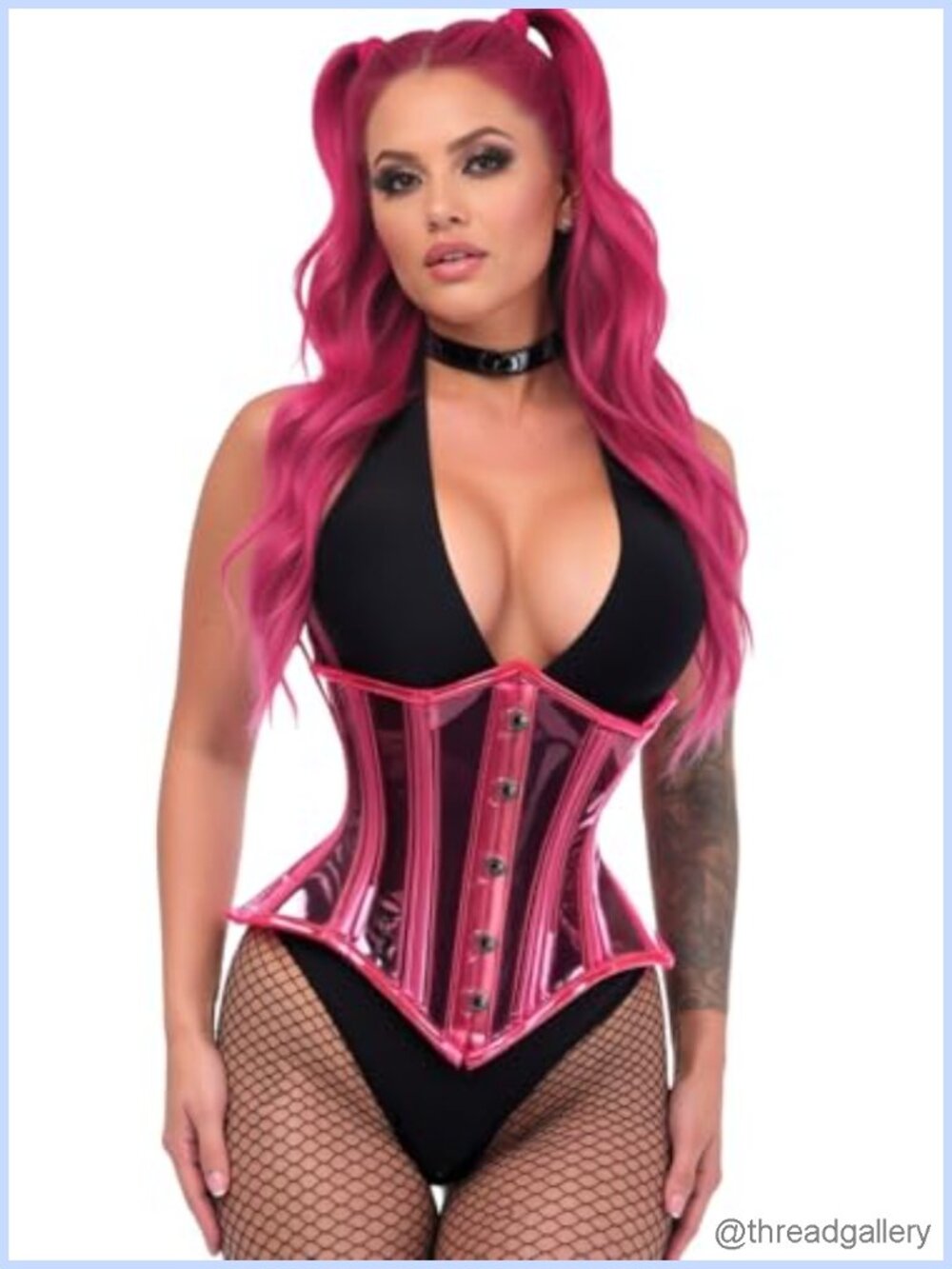 Clear Curvy Underbust Waist Cincher Corset Fully Boned Lace-Up Back